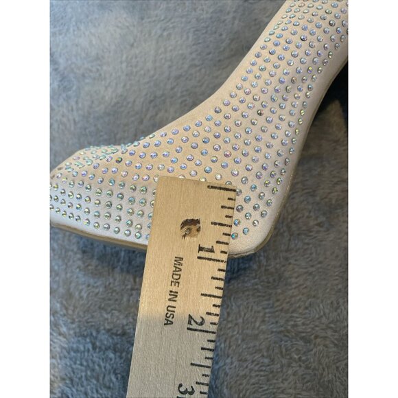Jennifer Lopez Nude Bedazzled Rhinestone Heels Tan Size 6M Stilettos open toe - Picture 14 of 15